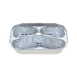 Foil Cont 7620 3 Comp Tray 500s 210x155x34mm