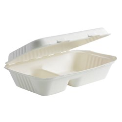 Clamshell 9"x6" Snack Box 2-Comp 200s Sugarcane