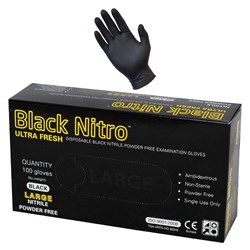 Gloves Black Nitrile Large 100s