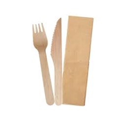 Wooden Meal Pack Fork/Knife/Napkin Uncoated 250s