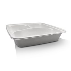 Square Takeaway Tray 9" 3-Compartment 200s